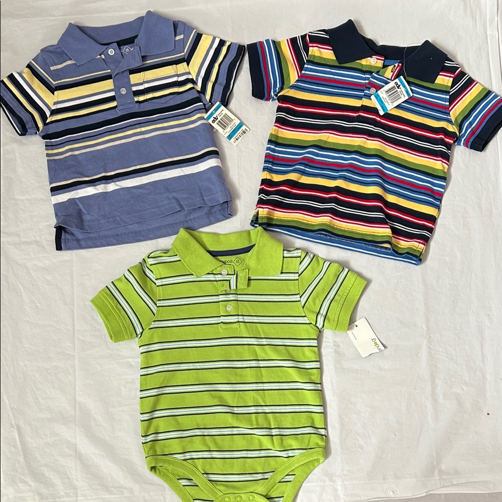 Colorful Striped Kids Polo Shirt Trio